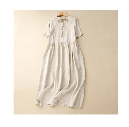 Leinen-Trapezkleid Hedda – Weiter Schwung & Rundhals