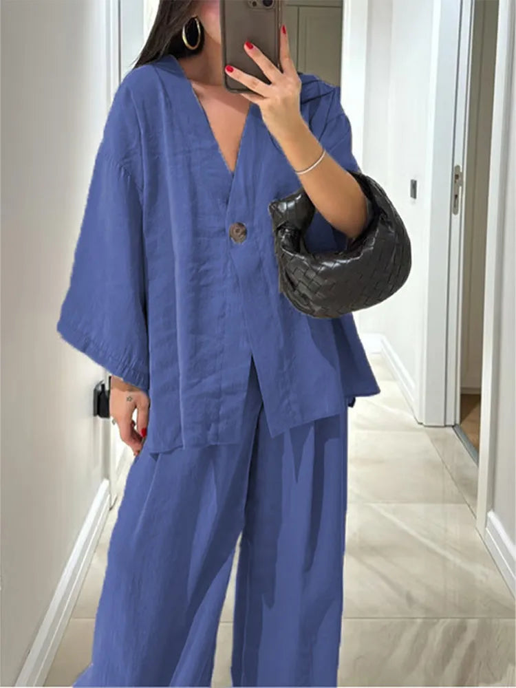 Loungewear-Set Mara – Bluse & weite Hose
