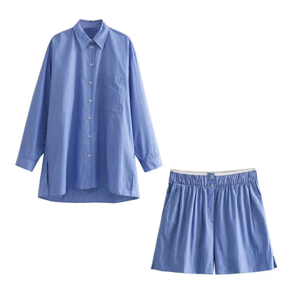 Loungewear-Set Juna – Streifen-Hemd & Shorts