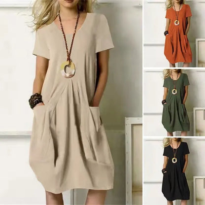 Leinen-Sommerkleid Mira – Lockerer Schnitt mit Taschen