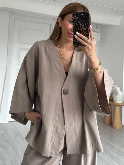 Loungewear-Set Mara – Bluse & weite Hose