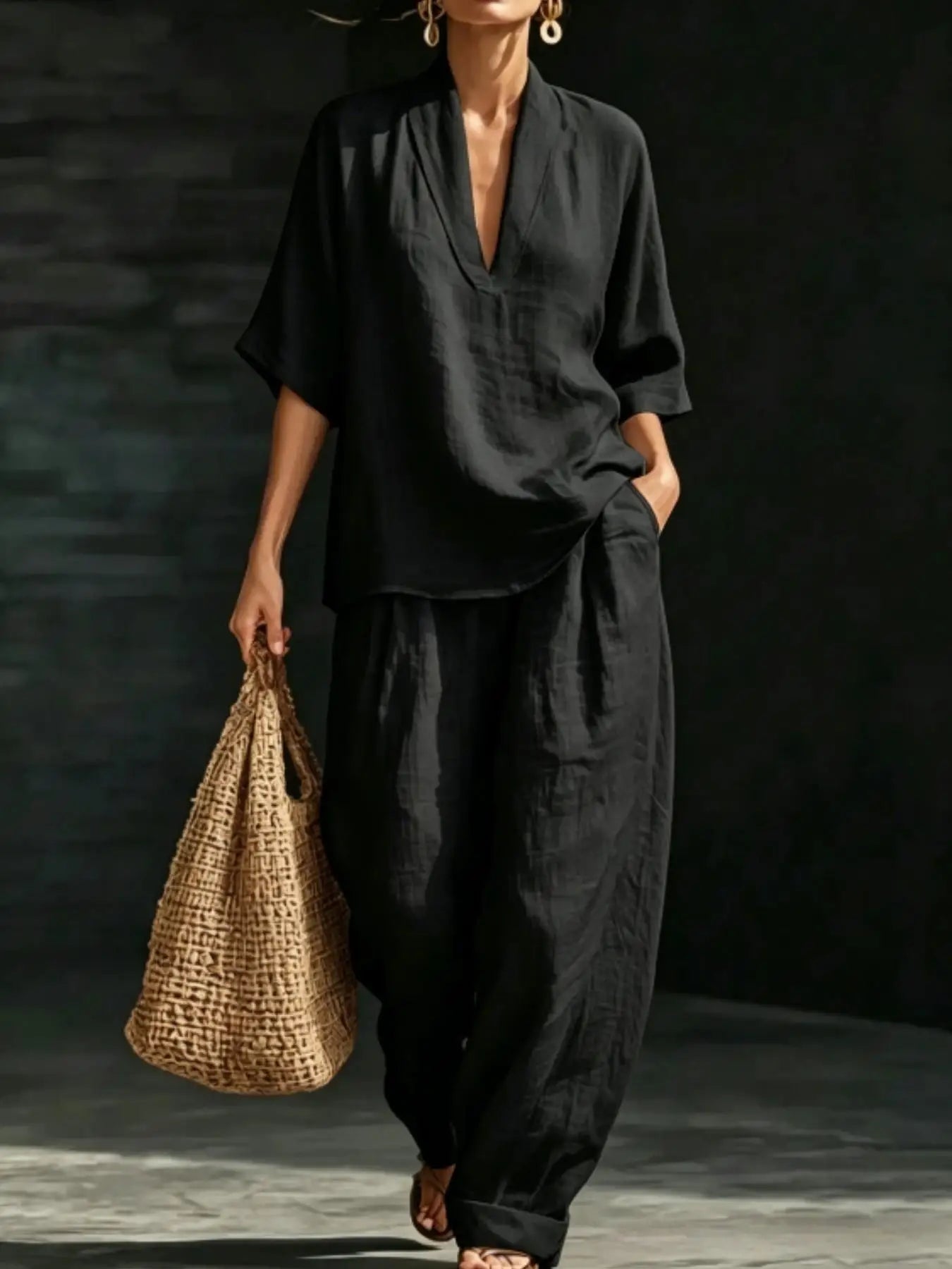 Loungewear-Set Lina – Bluse & weite Hose