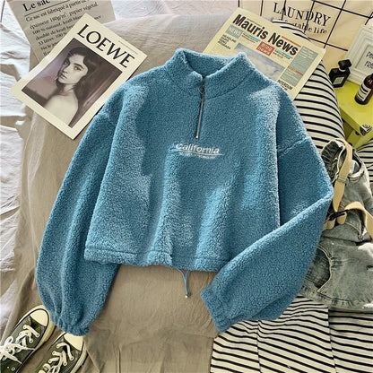 Teddy-Halfzip Romi – cropped & kuschelweich