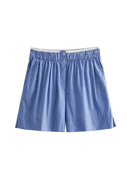 Loungewear-Set Juna – Streifen-Hemd & Shorts