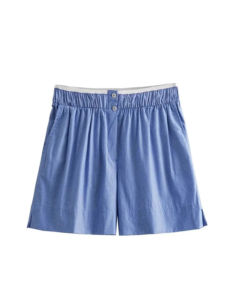 Loungewear-Set Juna – Streifen-Hemd & Shorts