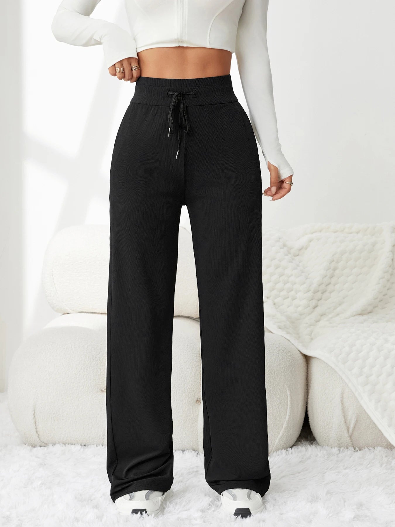 Wide-Leg Hose Kira – High Waist in Eisseiden-Optik