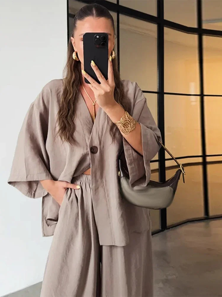 Loungewear-Set Mara – Bluse & weite Hose