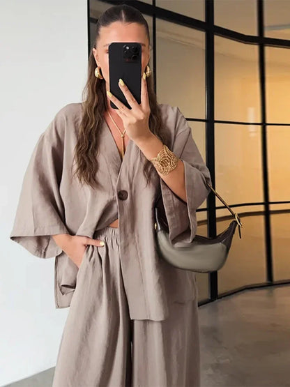 Loungewear-Set Mara – Bluse & weite Hose
