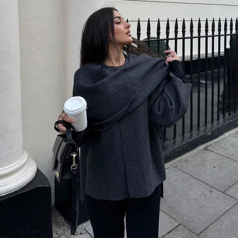 Strickpullover Carla – Schalkragen im Oversize-Look