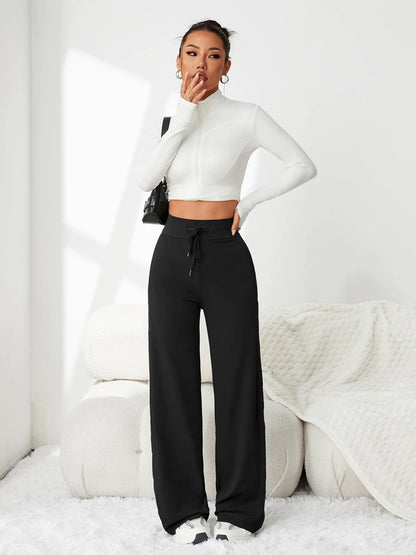 Wide-Leg Hose Kira – High Waist in Eisseiden-Optik