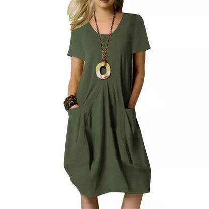 Leinen-Sommerkleid Mira – Lockerer Schnitt mit Taschen
