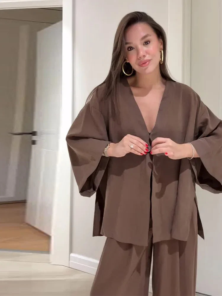 Loungewear-Set Mara – Bluse & weite Hose