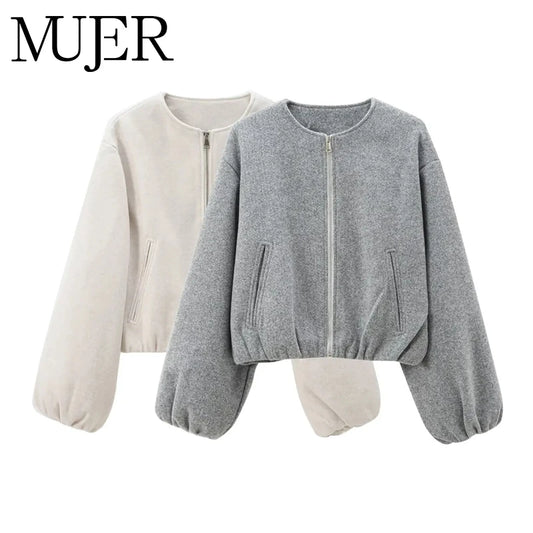 Fleece-Bomber Nele – Cropped mit Zipper