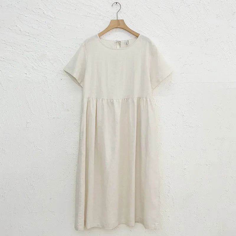 Leinen-Trapezkleid Hedda – Weiter Schwung & Rundhals