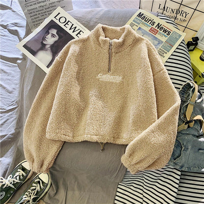Teddy-Halfzip Romi – cropped & kuschelweich