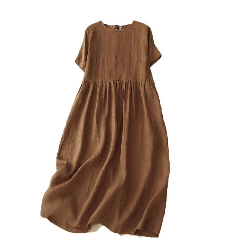 Leinen-Trapezkleid Hedda – Weiter Schwung & Rundhals