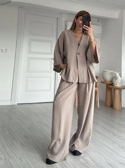 Loungewear-Set Mara – Bluse & weite Hose