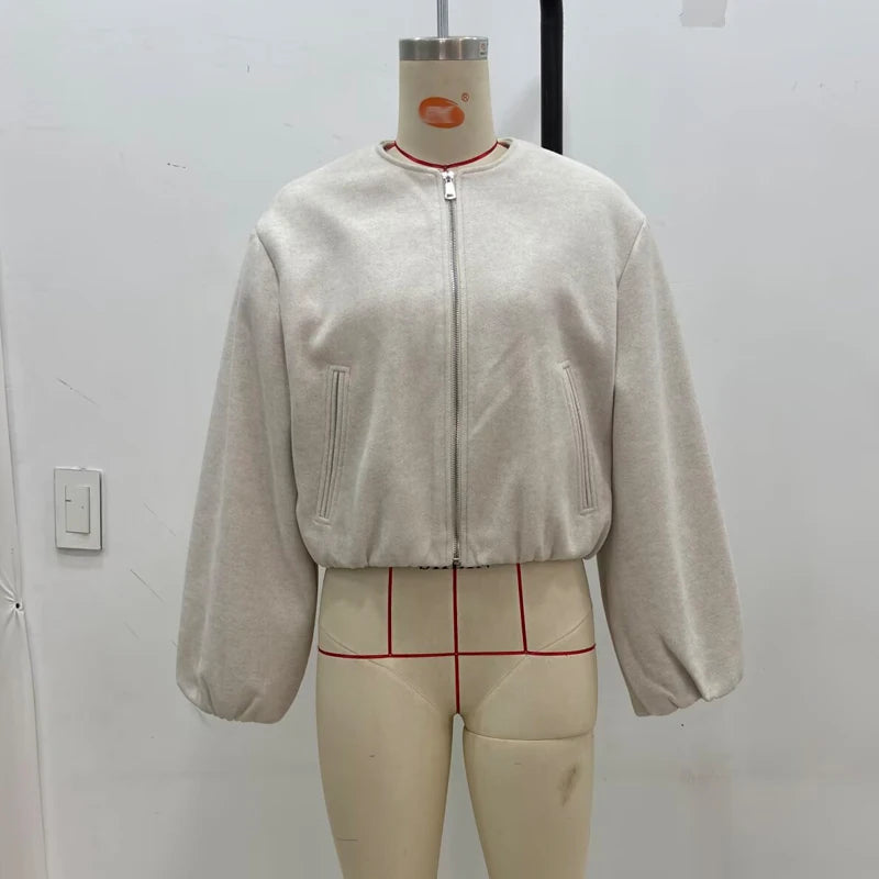 Fleece-Bomber Nele – Cropped mit Zipper