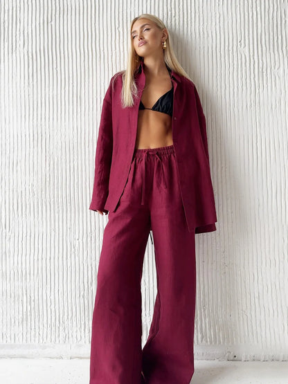 Loungewear-Set Liora – Hemdbluse & Hose