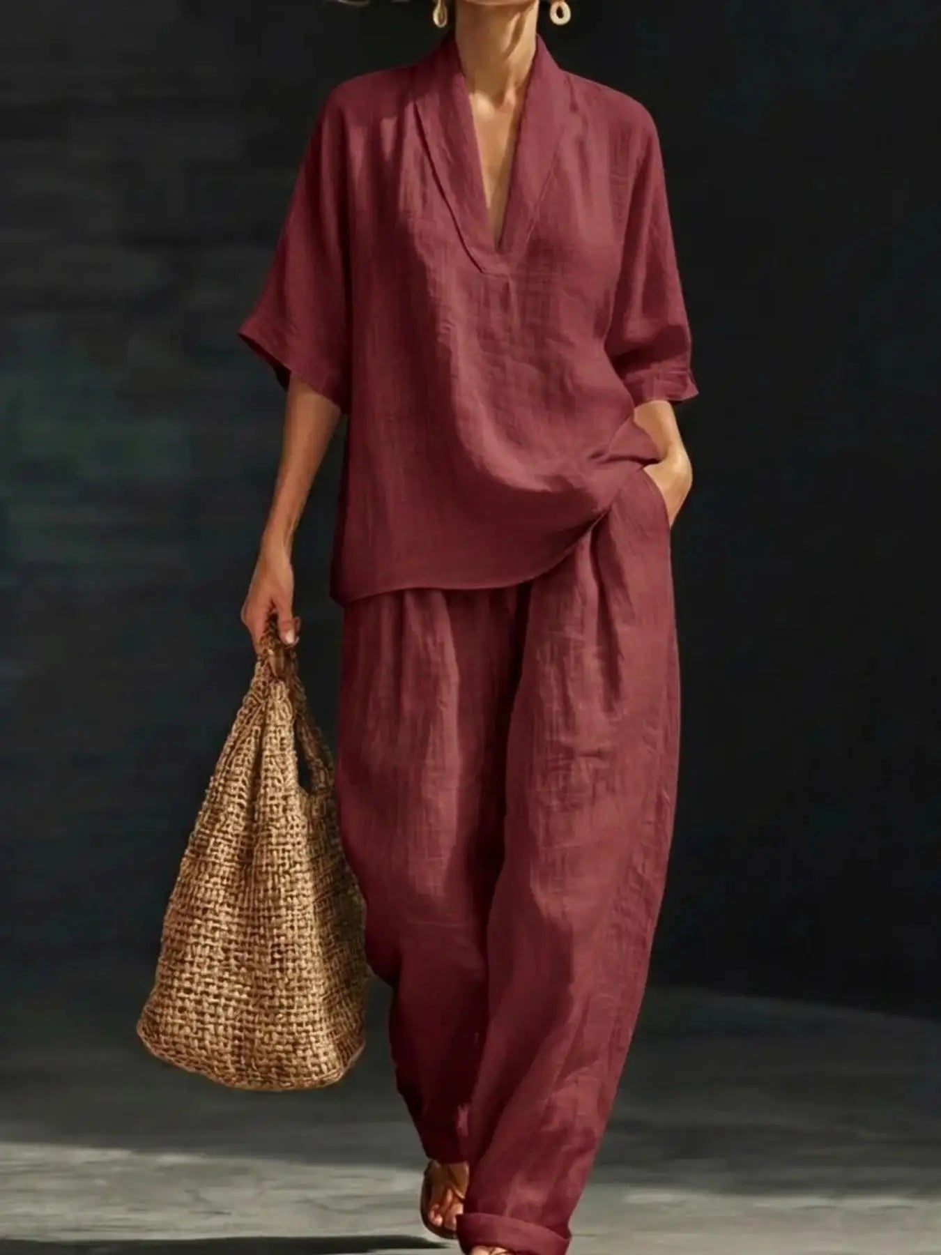 Loungewear-Set Lina – Bluse & weite Hose