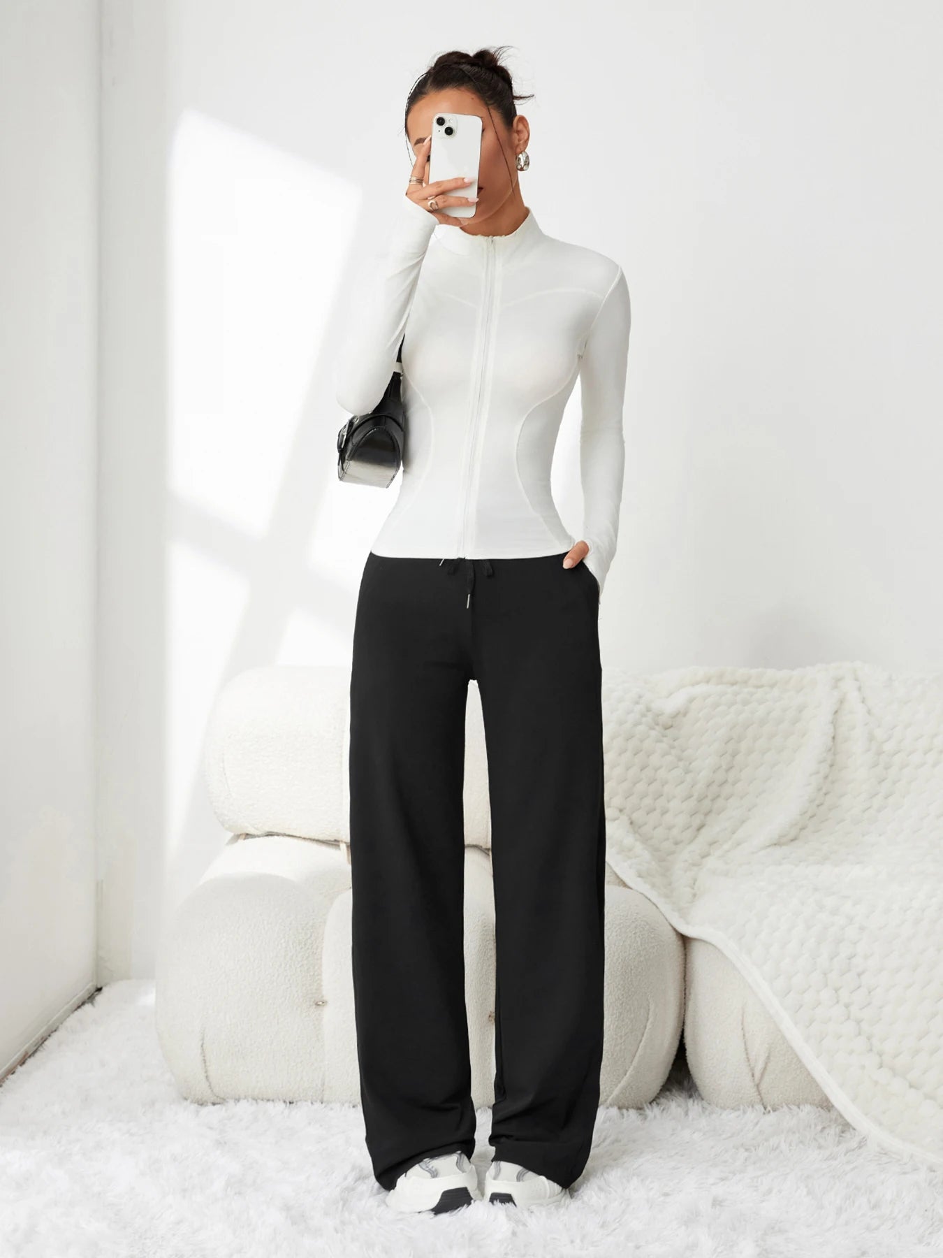 Wide-Leg Hose Kira – High Waist in Eisseiden-Optik