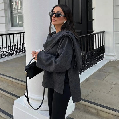 MUJER Plush Winter Coats for Women Asymmetric Scarf Demi-season Jacket for Women Parkas Long Sleeve Padded Coat Woman Jacket