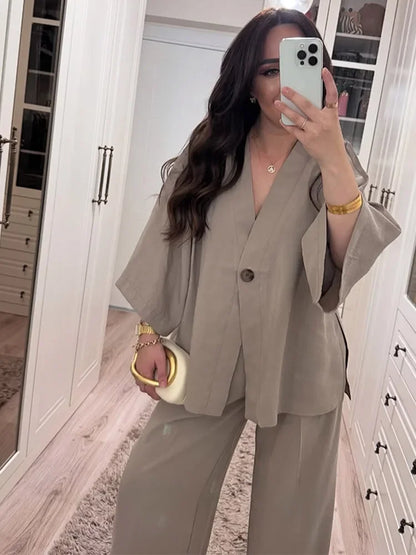 Loungewear-Set Mara – Bluse & weite Hose