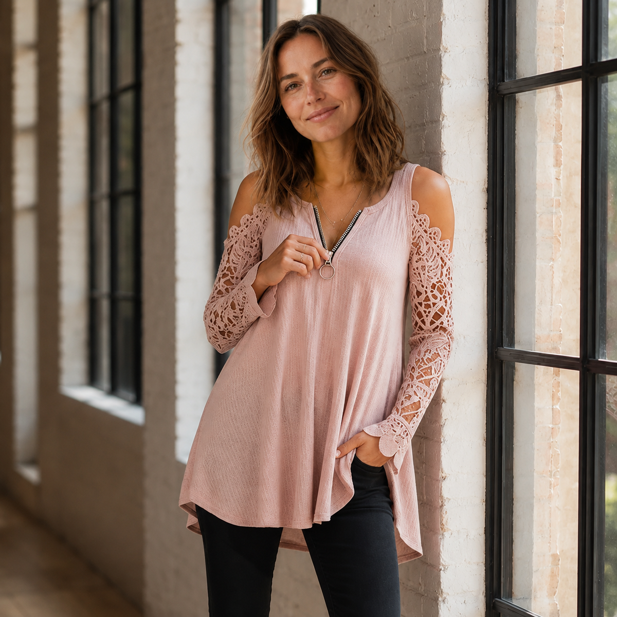 Spitzen-Top Amelie Damen im Buero-Look
