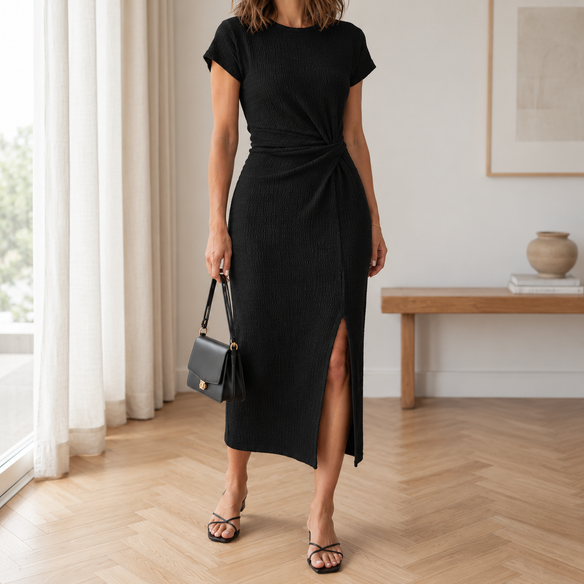Midikleid Idun – Geknotet mit Beinschlitz