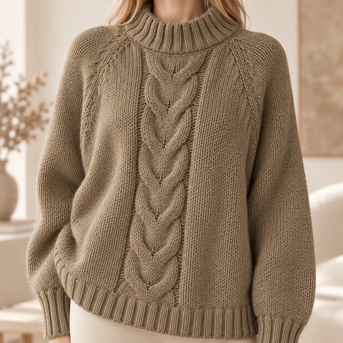 Strickpullover Johanna – Zopfmuster im Vintage-Look