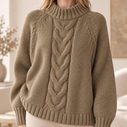 Strickpullover Johanna – Zopfmuster im Vintage-Look
