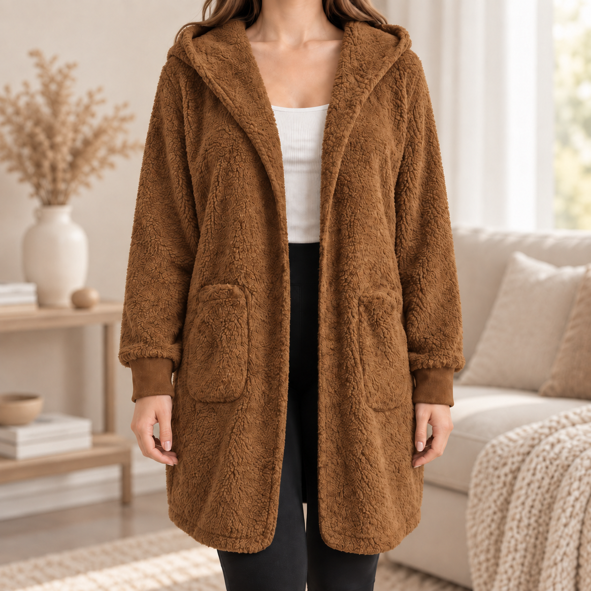 Hoodie-Cardigan Imke – Lang mit Kapuze