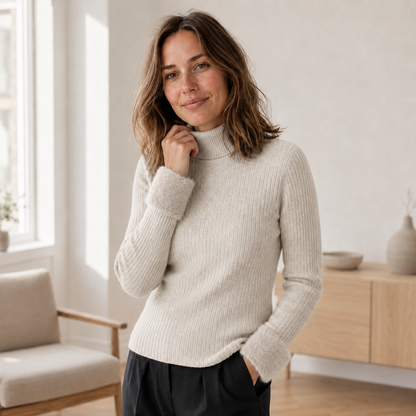 Rollkragenpullover Ida – Thermo-Feinstrick mit Innenfleece