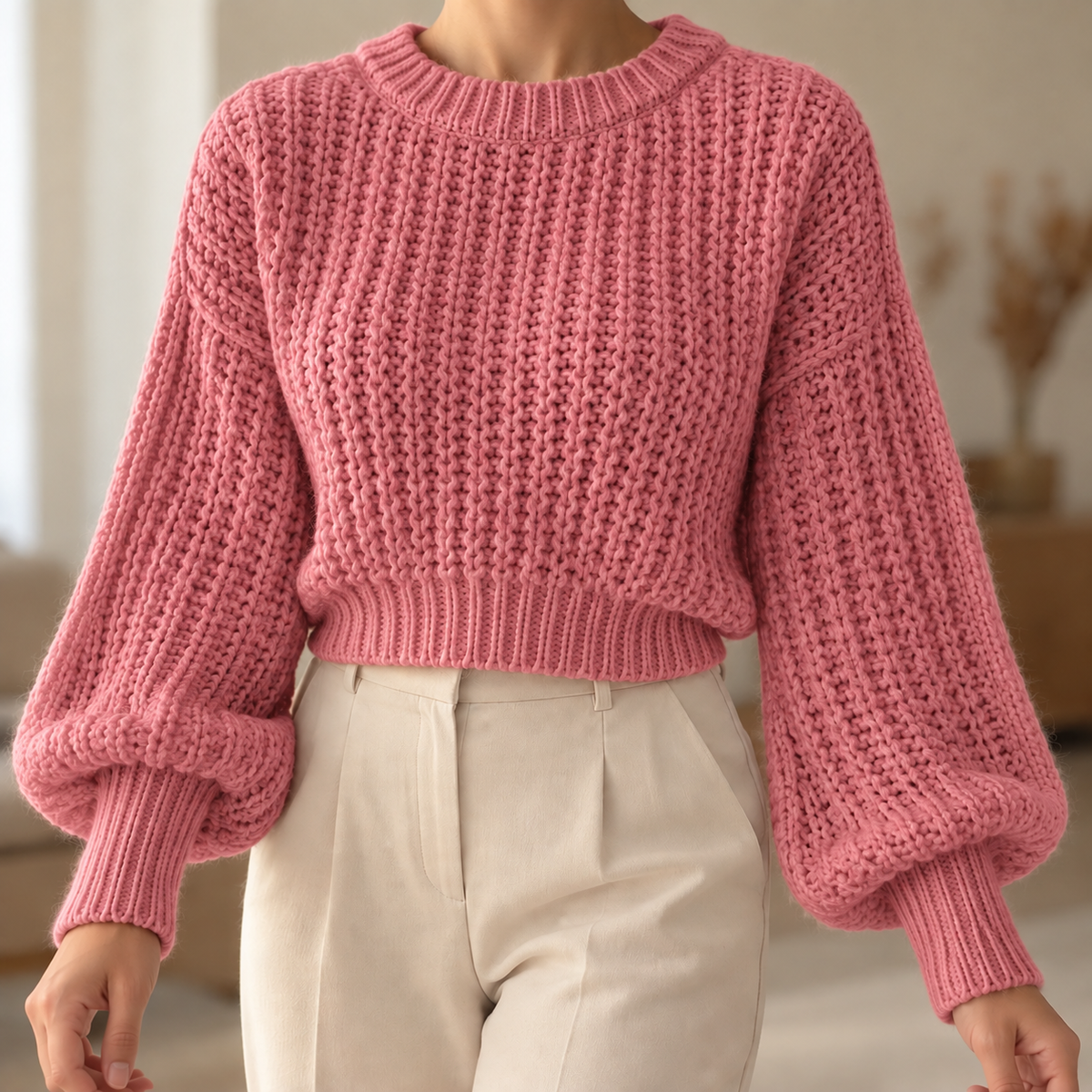 Ballonärmel-Pullover Wenke – Kurz & Kuschelig