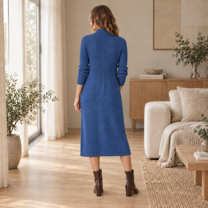 Strickkleid Sabine – Halbrollkragen im Midi-Look