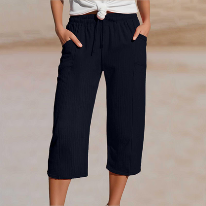 Cropped-Leinenhose Nele Farbe Khaki Grau