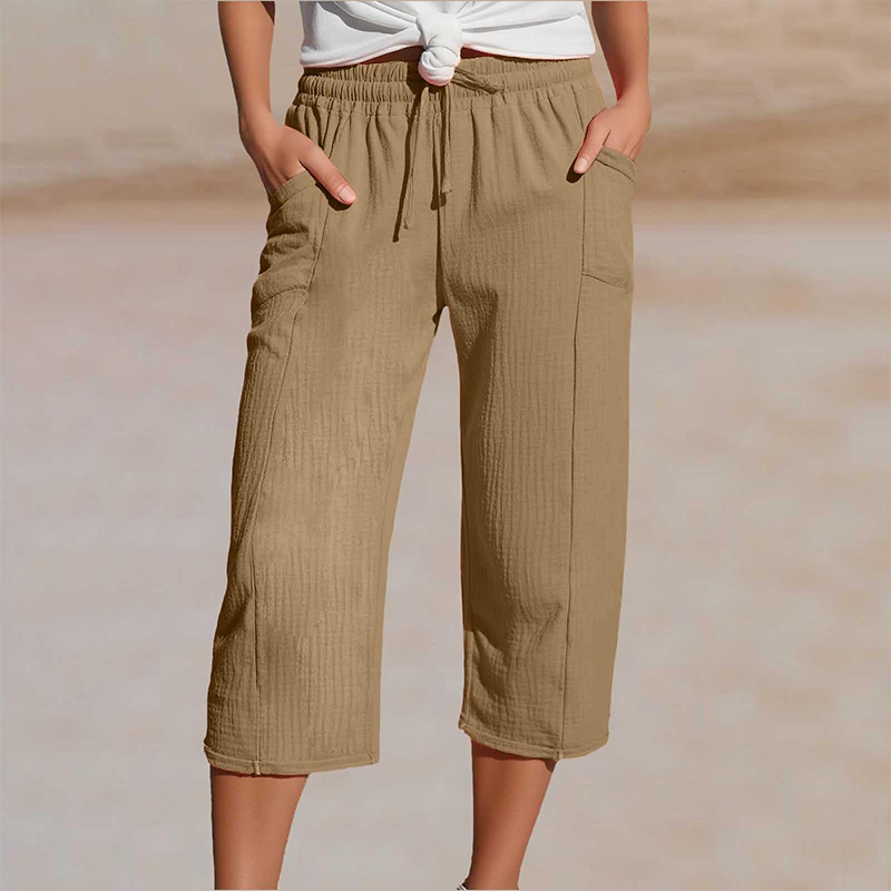 Cropped-Leinenhose Nele Farbe Himmelblau Marineblau