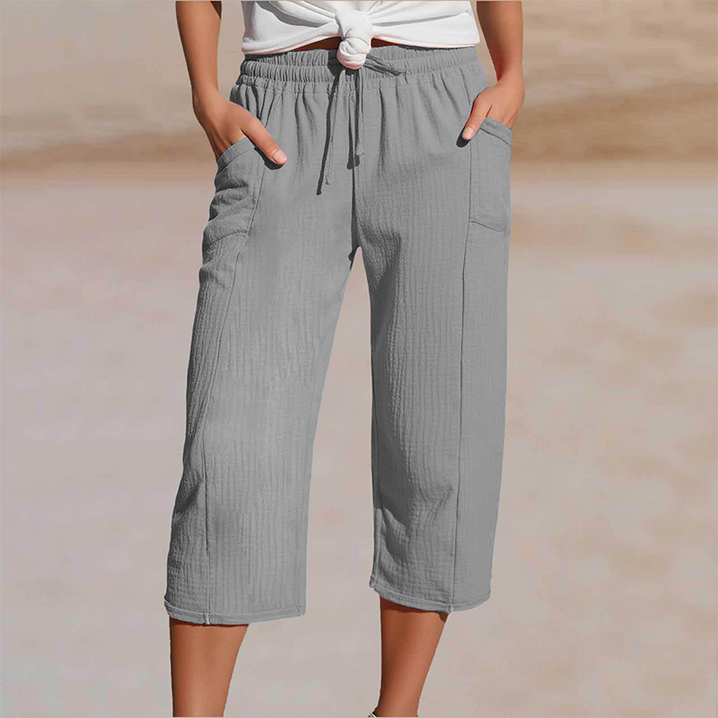 Cropped-Leinenhose Nele Farbe Waldgruen